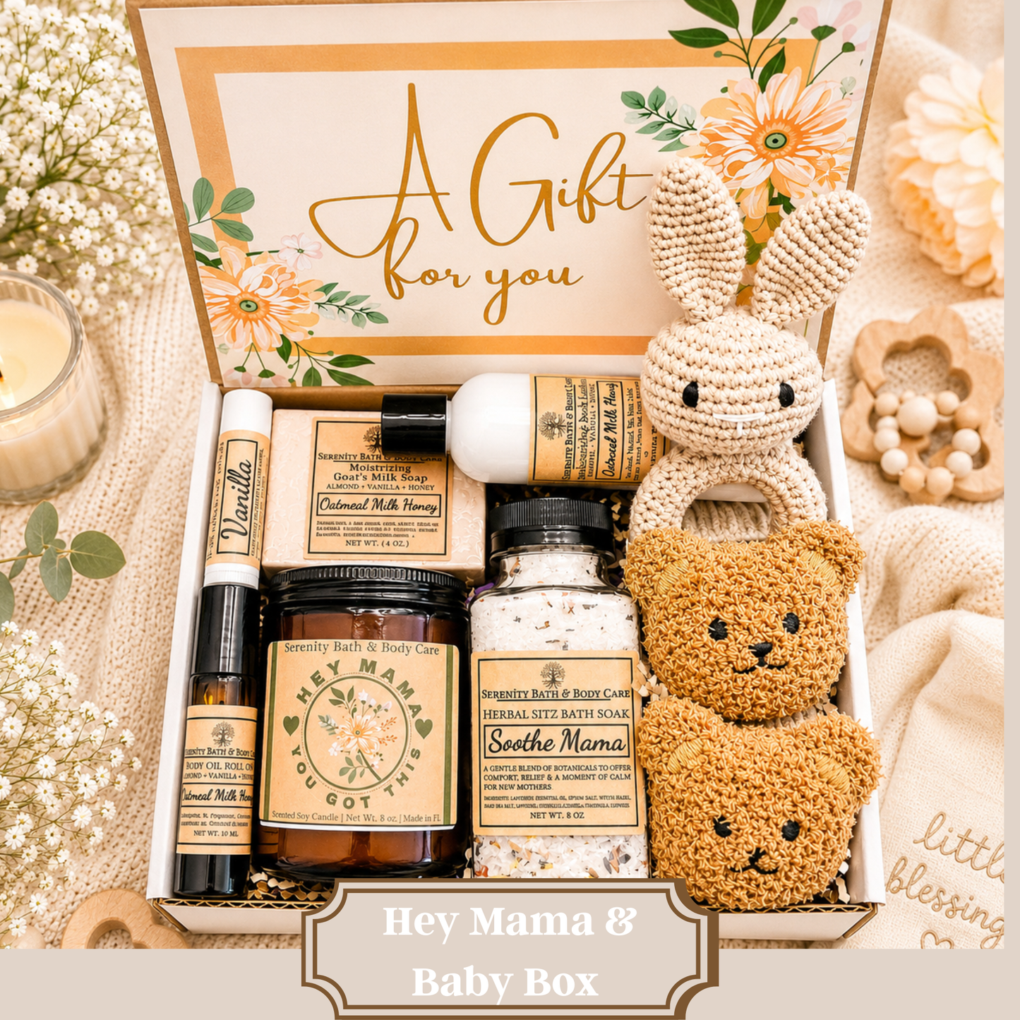 New Mom and New Baby Spa Gift Box, Self Care Package for Her, New Parents Gift Basket, New Mom Gift Basket, Congrats New Mom Gift