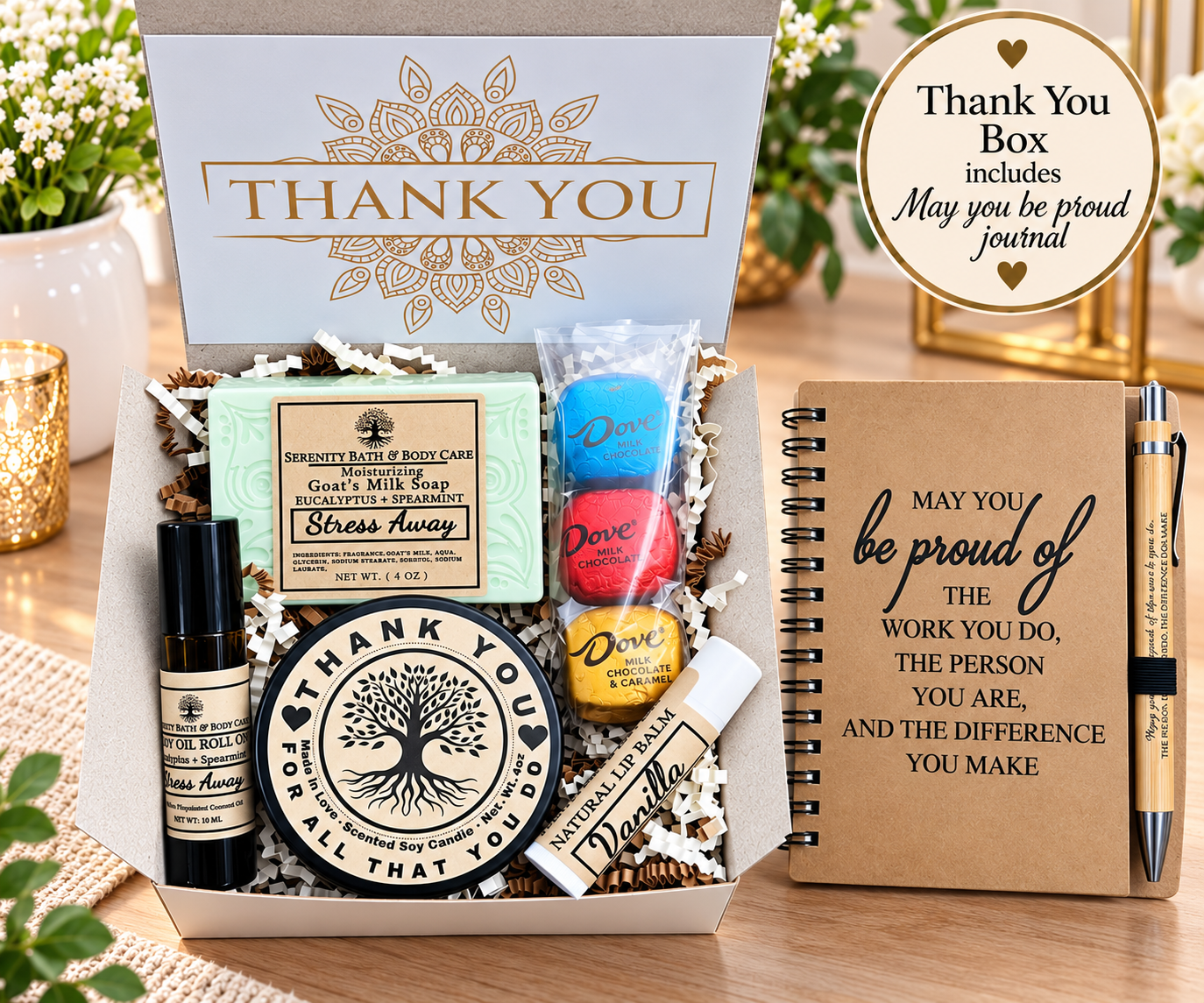 Thank You Gift Box | Spa Self Care Box | Candle Gift Set | Employee Appreciation Gift | Relaxation Gift for Her