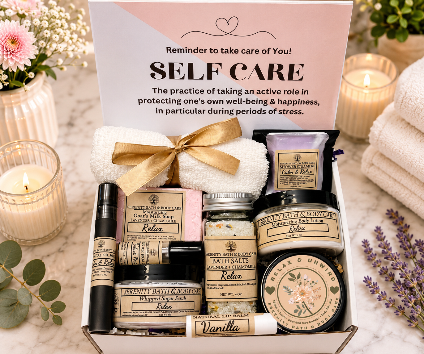 Spa Gift Box for Women – Self Care Gift for Birthday, Christmas, Thinking of You, Thank you, Mother’s Day or Valentine’s Day