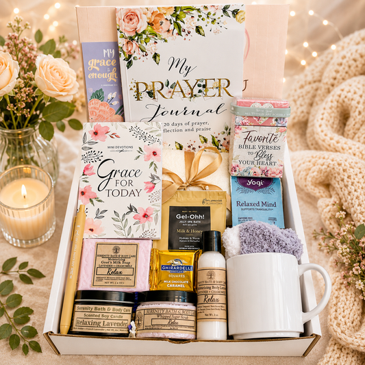 Christian Devotional Spa Gift Box for Women, Devotional gift box, Christian Prayer Journal Gift box for Birthday, Christmas, Thinking of you