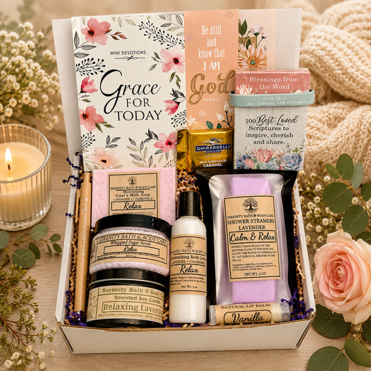 Christian Devotional Gift Box | Faith & Self Care Spa Gift for Women for Birthday, Christmas, Thinking of you