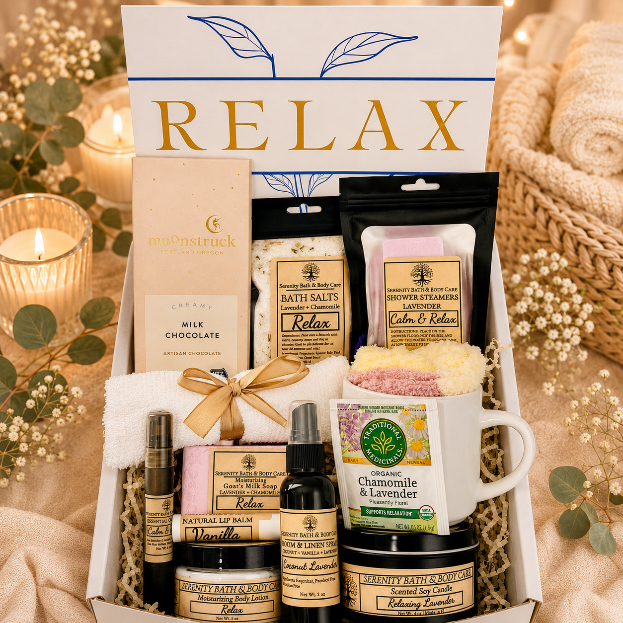 Luxury Relax Spa Gift Box for Women, Self Care Gift Box, Spa Gift Basket, Birthday Gift, Christmas Gift, Thinking of You Gift, Sympathy Gift, Thank You Gift