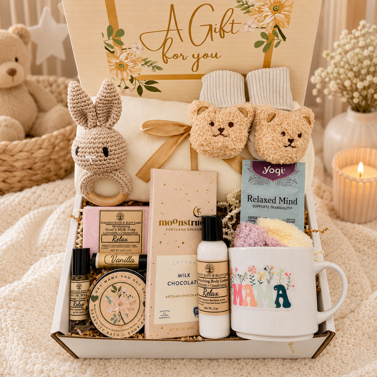 New Mom and New Baby Spa Gift Box, Self Care Package for Her, New Parents Gift Basket, New Mom Gift Basket, Congrats New Mom Gift
