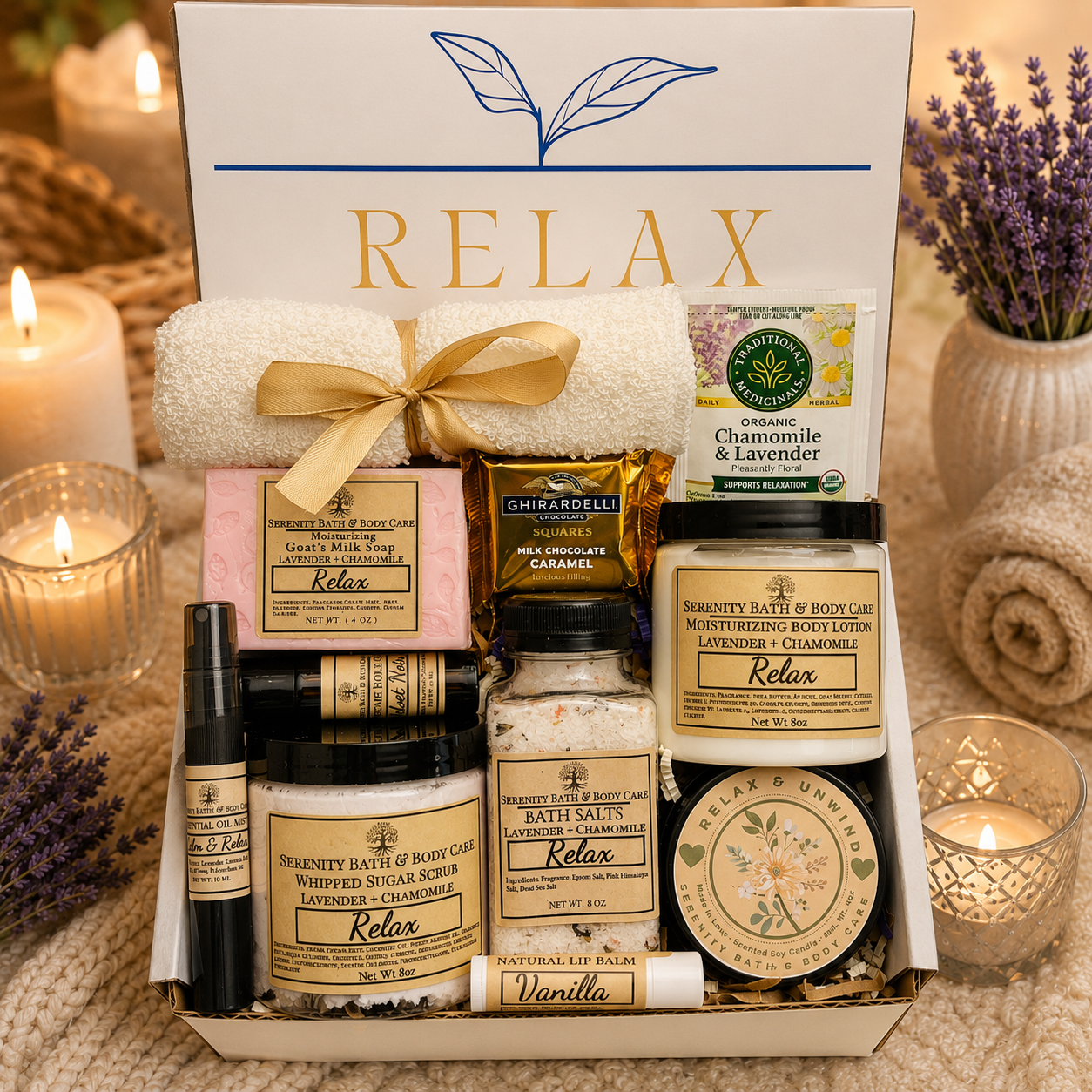 Relax Self Care Gift Box for Women | Spa Gift Box | Birthday Gift for Women | Christmas Gift | Thinking of You Gift | Relaxation Gift Basket