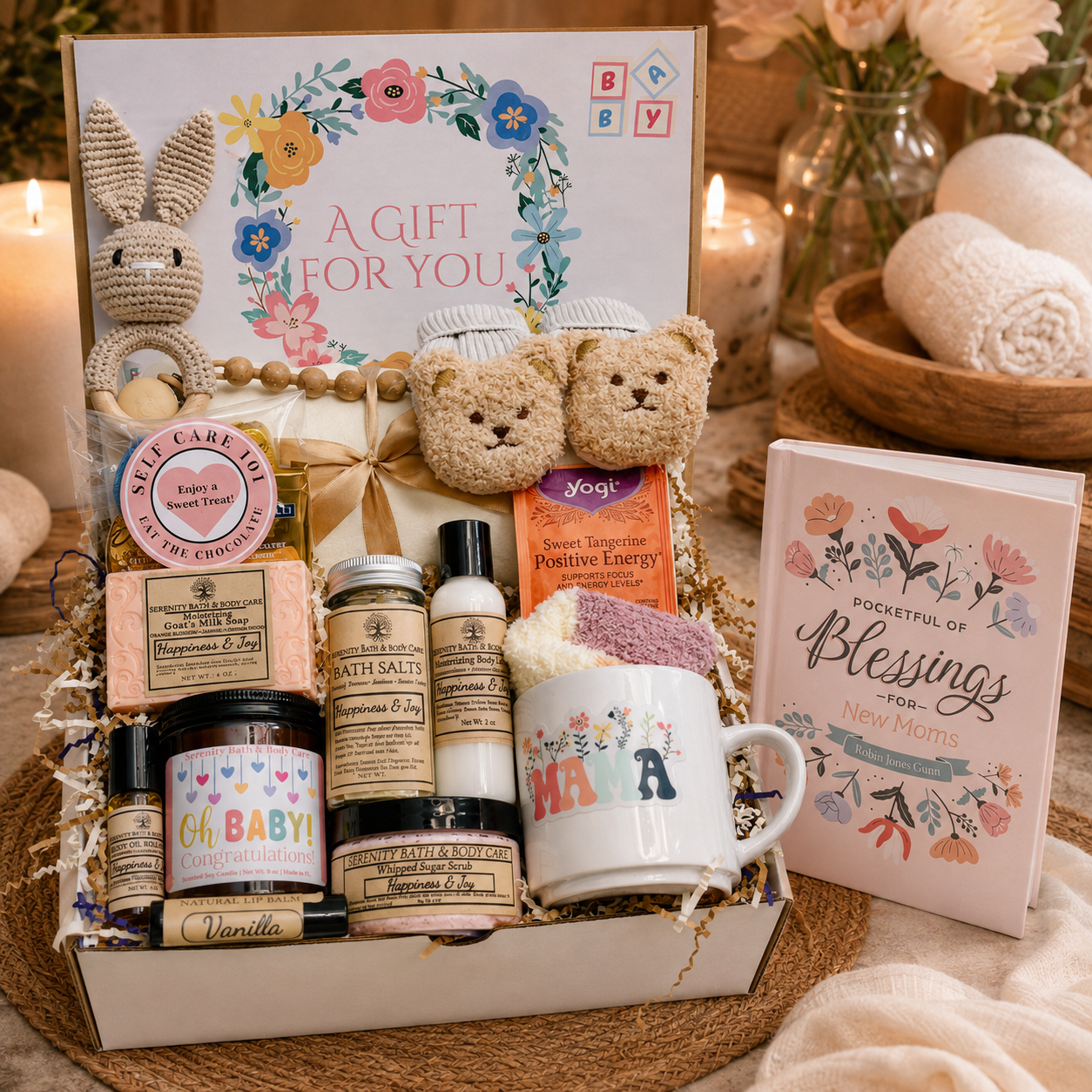 Christian New Mom Gift Box | Baby Shower Gift Basket | Postpartum Self Care Gift | New Mom Care Package | Faith Based Gift for Mom & Baby