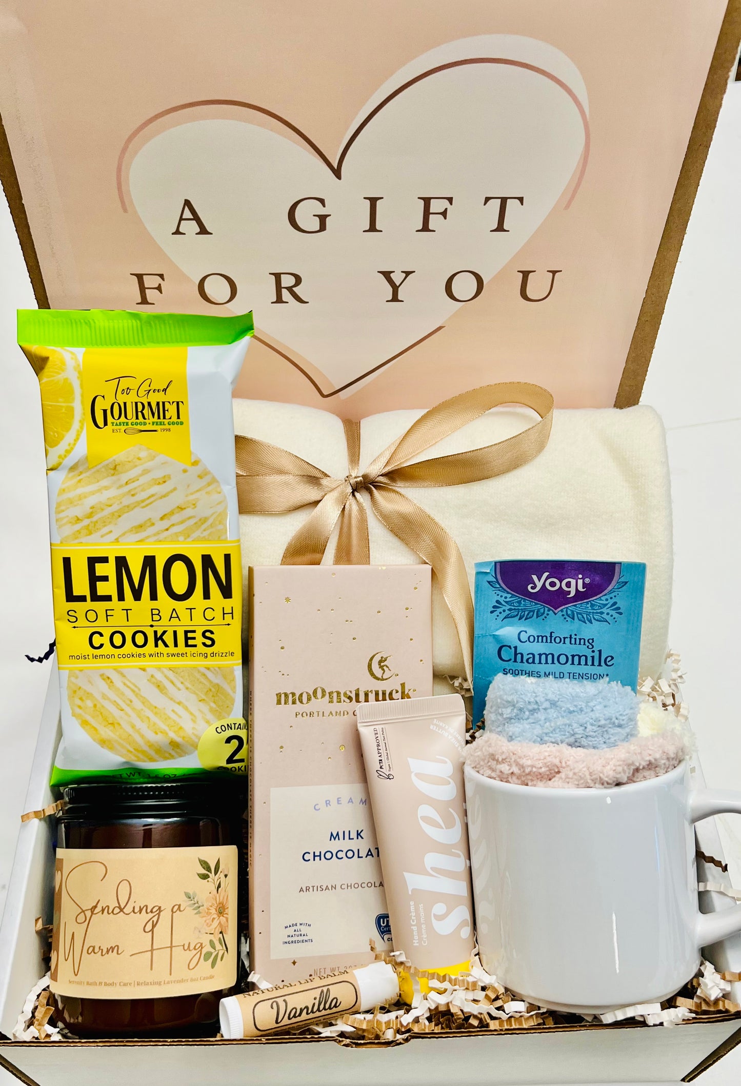 Sending a Hug Gift Box – Cozy Hygge Care Package, Thinking of You & Sympathy Gift for Women