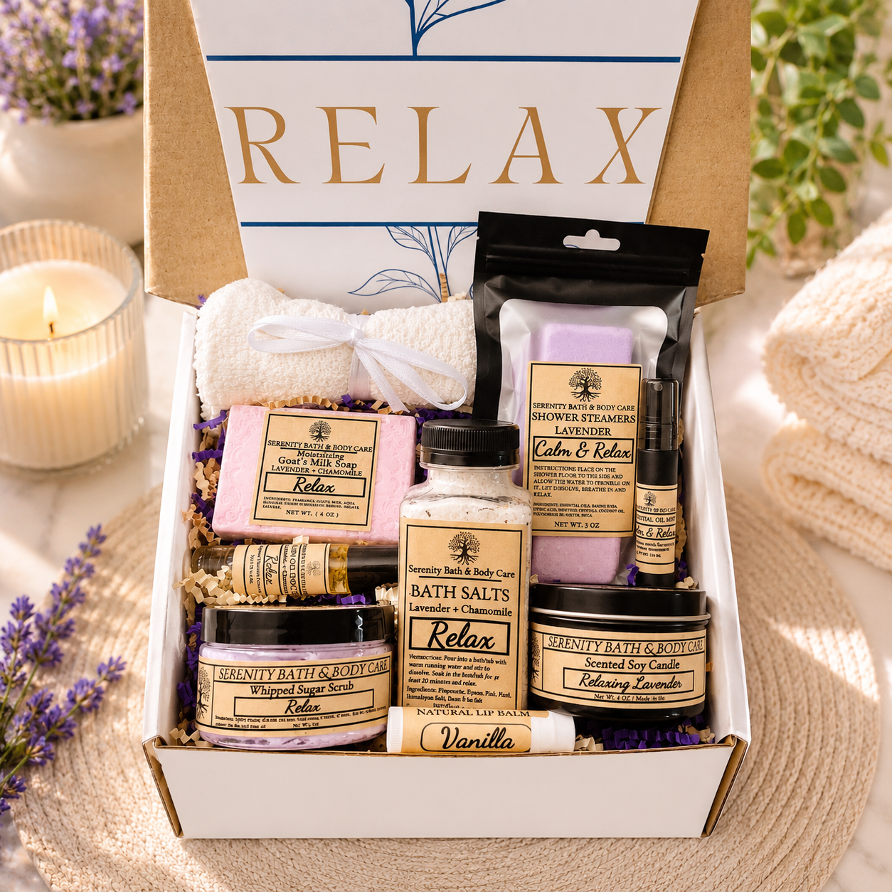 Relax Spa Gift Box for Women, Birthday Gift Box, Thinking of You Gift Basket, Thank you Gift, Christmas