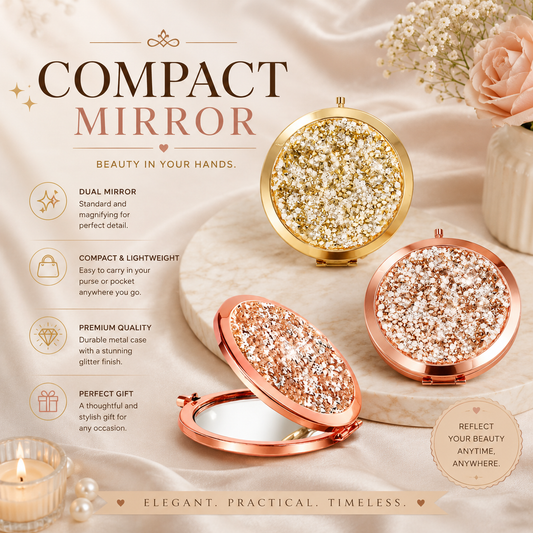 Cosmetic Compact Rhinestone Mirror- Build a Box