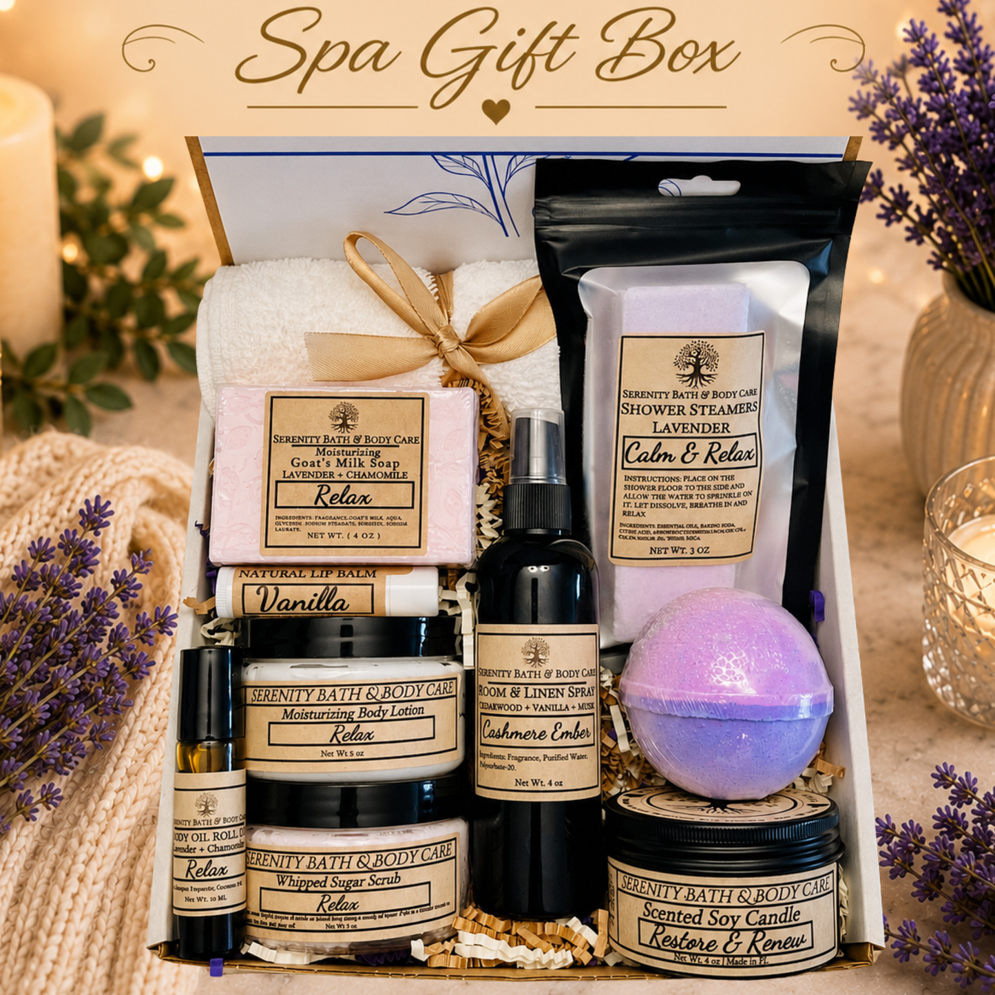 Luxury Relax Gift Box for Women –  Deluxe Gift Set for Birthday, Christmas, Thinking of You, Thank you, & Self Care Gift for Her
