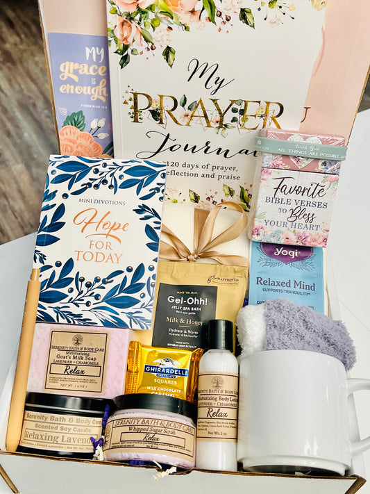 Christian Devotional Spa Gift Box for Women, Devotional gift box, Christian Prayer Journal Gift box for Birthday, Christmas, Thinking of you