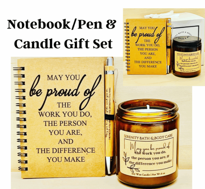 Notebook, Pen and Candle Gift Set|Employee Gifts| Thank you Gifts| Appreciation Gifts| Coworker Gifts| Corporate Gifts| Christmas Gifts