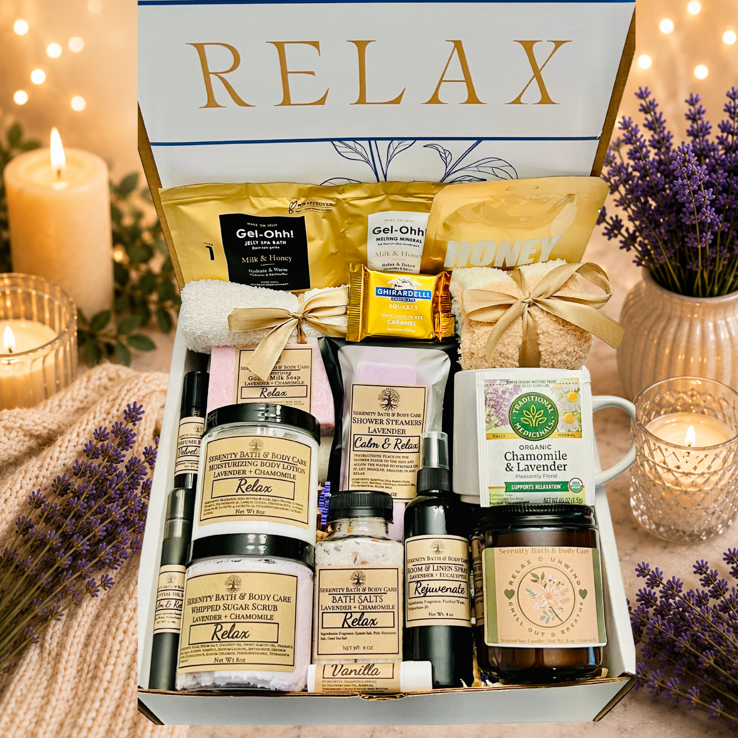 Deluxe Spa Gift Box for Women – Luxury Self-Care Basket with Cozy Blanket, Candle, Bath Essentials, Birthday, Sympathy & Get Well Gift