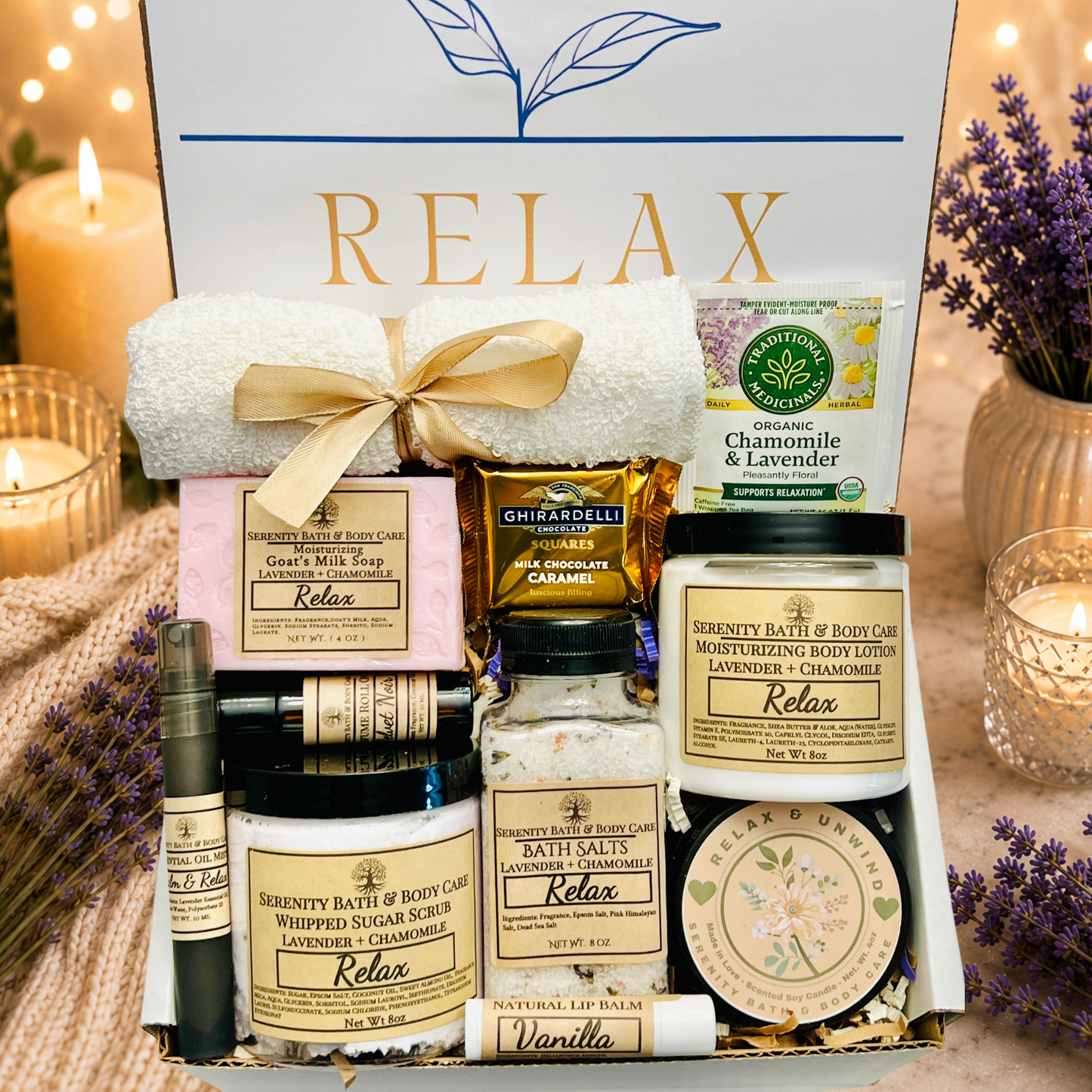 Relax Self Care Gift Box for Women | Spa Gift Box | Birthday Gift for Women | Christmas Gift | Thinking of You Gift | Relaxation Gift Basket