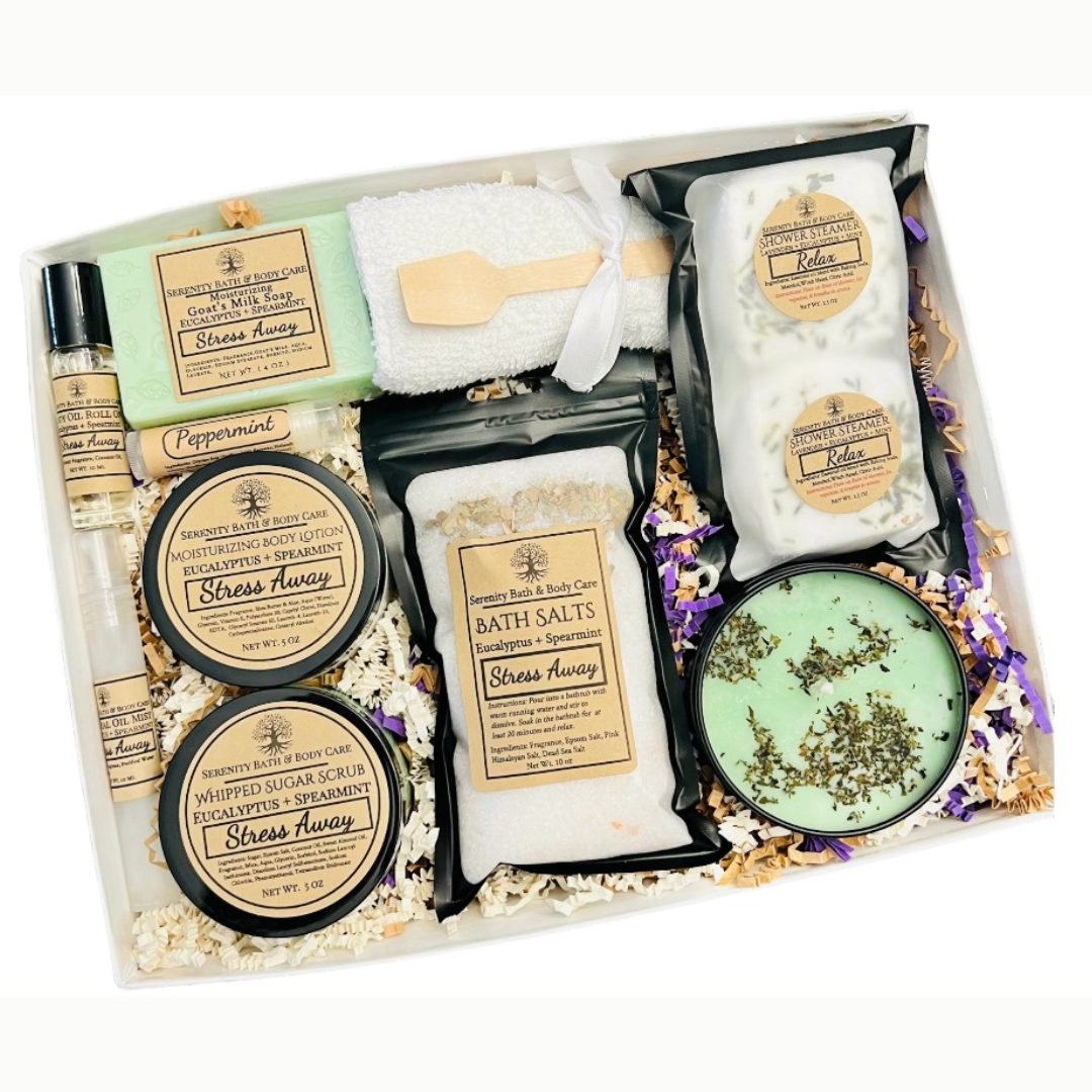 A Gift for Her, Stress Away Spa Gift Box, Self Care Gift Box, Relaxation Bath and Body Spa Gift Set, Employee Gifts, Birthday Gifts, Thank you Gifts, Mom Gifts