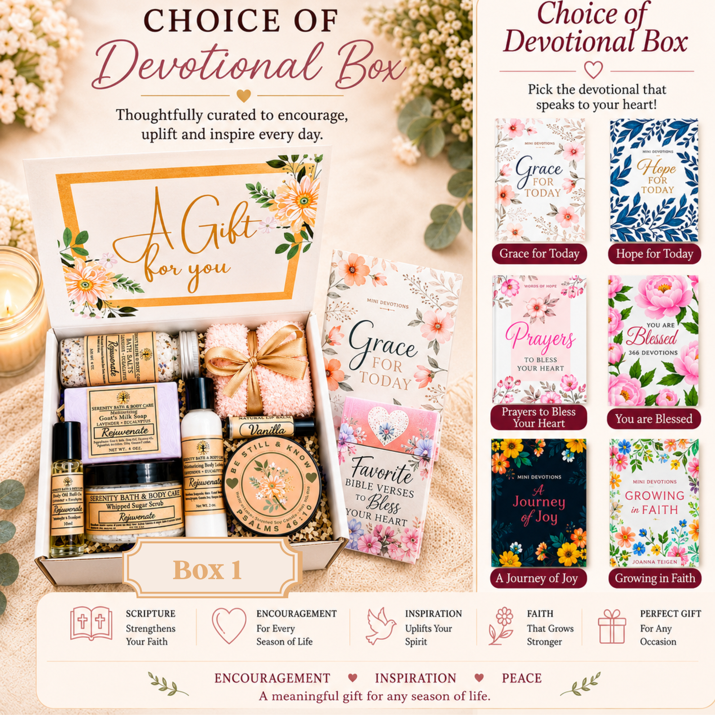Luxury Christian Gift Box for Women, Faith Based Gift, Devotional Gift, Bible Gift, Self Care Gift, Birthday Gift, Thinking of You Gift, Christmas Gift
