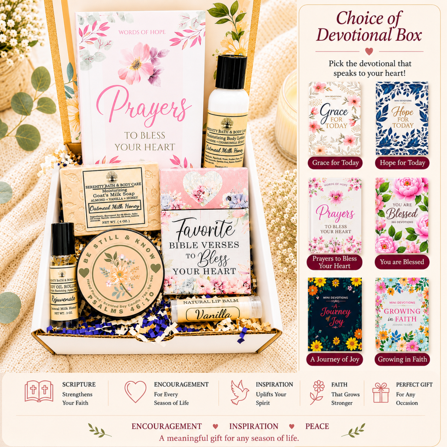 Christian Gift Box for Women | Spa Gift Box | Birthday Gift for Women | Encouragement Gift for Her | Thinking of You Gift | Christmas Gift Box | Faith Based Self Care Gift
