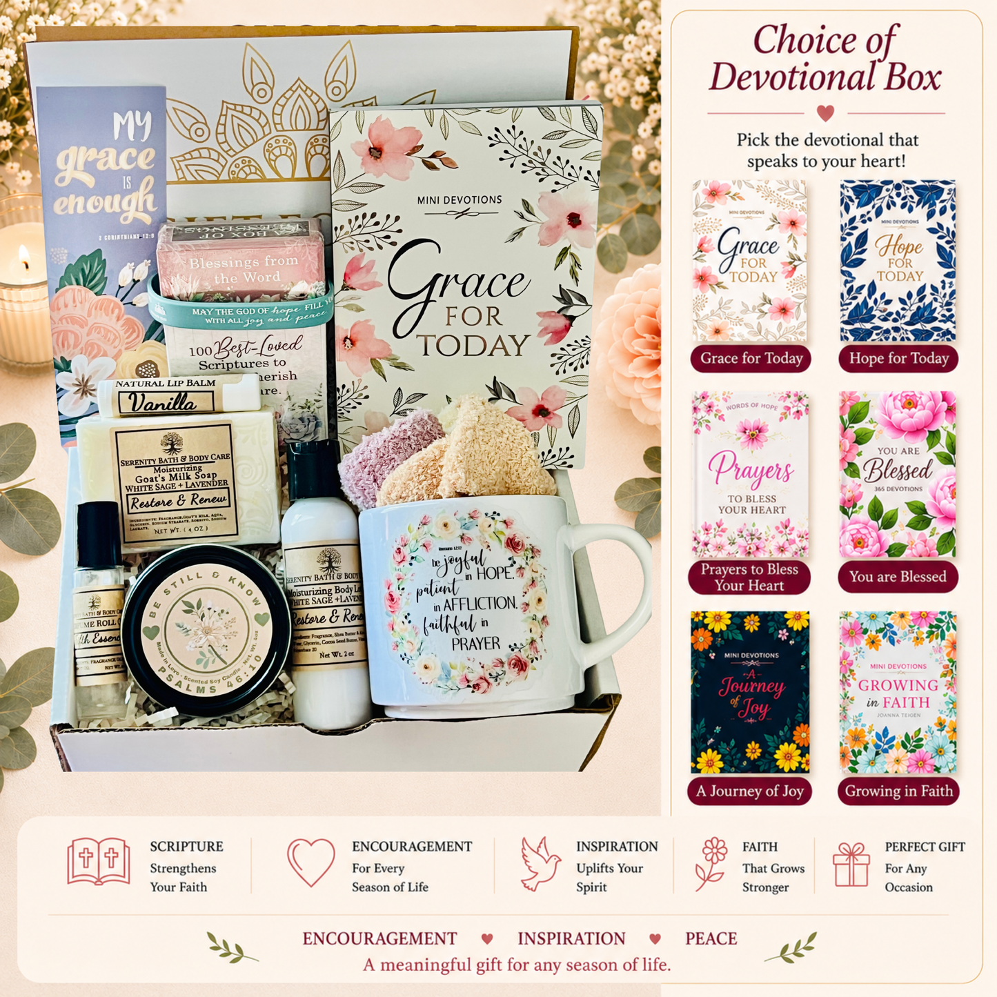 Luxury Christian Gift Box for Women, Faith Based Gift, Devotional Gift, Bible Gift, Self Care Gift, Birthday Gift, Thinking of You Gift, Christmas Gift