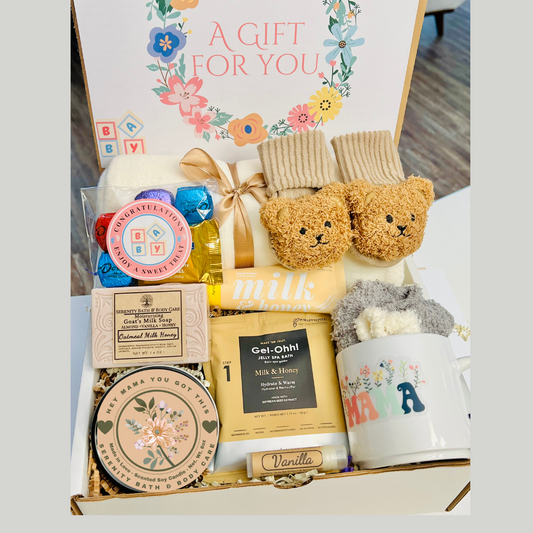 New Mom and New Baby Spa Gift Box, Self Care Package for Her, New Parents Gift Basket, New Mom Gift Basket, Congrats New Mom Gift