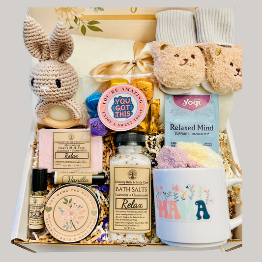 New Mom and New Baby Spa Gift Box, Self Care Package for Her, New Parents Gift Basket, New Mom Gift Basket, Congrats New Mom Gift