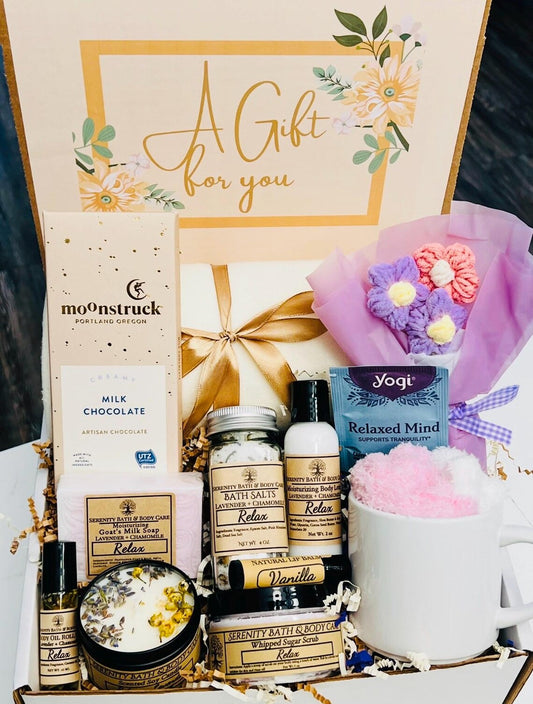 Luxury Spa Gift Box for Women, Thinking of You Gift, Sympathy Gift Basket, Birthday Gift for Women, Self Care Gift Box, Sending Hugs, Thank you Gift, Employee Gifts for Christmas